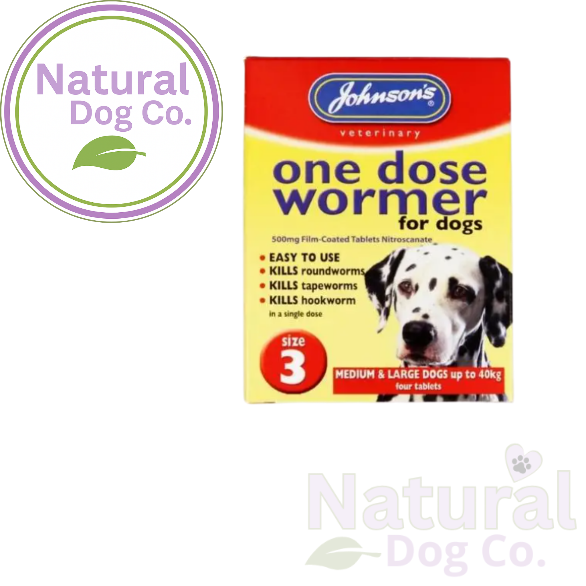 Johnsons One Dose Wormer for Dogs  - Size 3